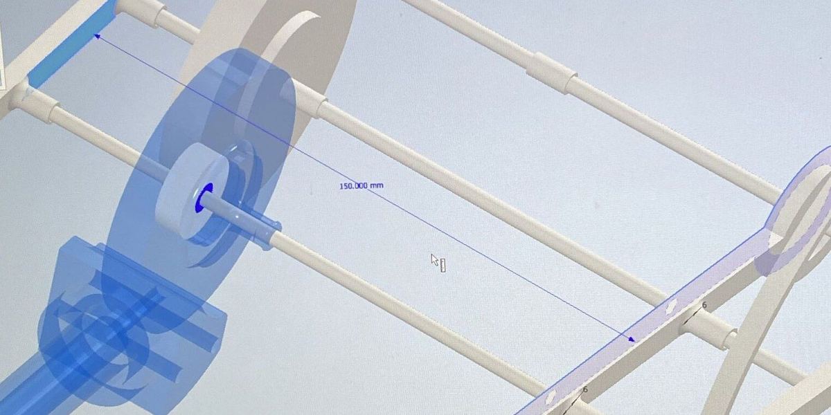 CAD model of the vehicle frame and gear train