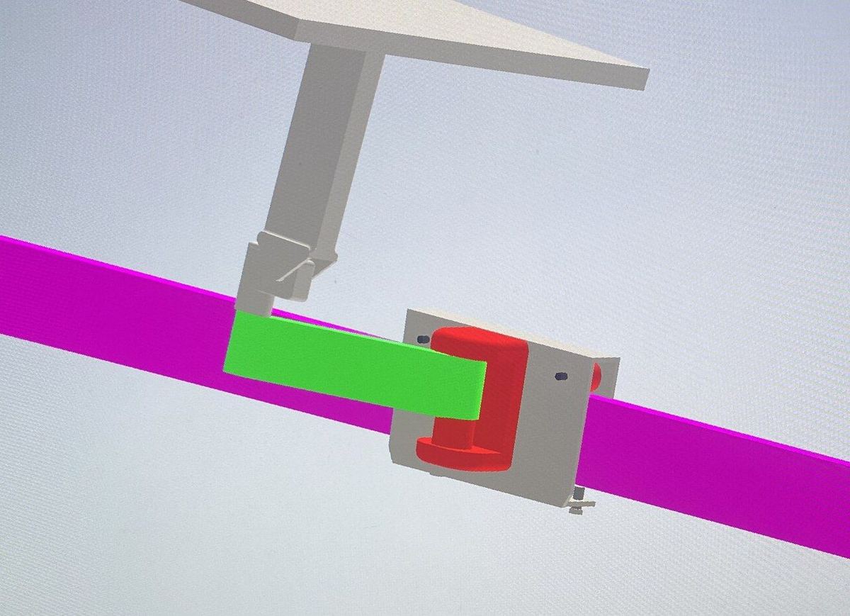 Autodesk Inventor model of the rail, trolley, and monitor mount